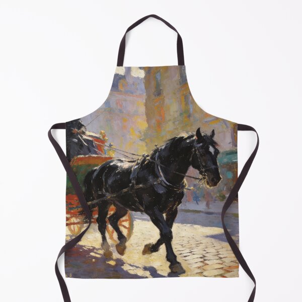 Item preview, Classic Horse-Drawn Carriage in European Village Market Street, Timeless Impressionist Art designed and sold by BlareBlare.
