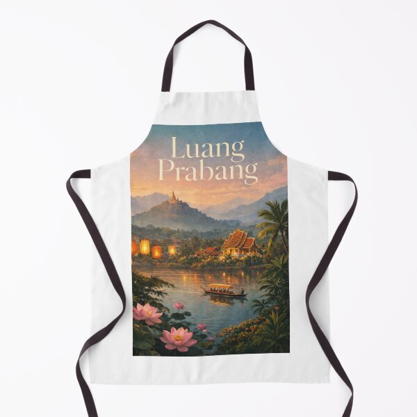 Item preview, Luang Prabang Laos Mekong River Sunset Temples Mountains designed and sold by Aryabek.