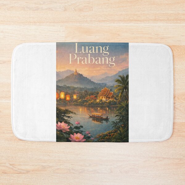 Item preview, Luang Prabang Laos Mekong River Sunset Temples Mountains designed and sold by Aryabek.