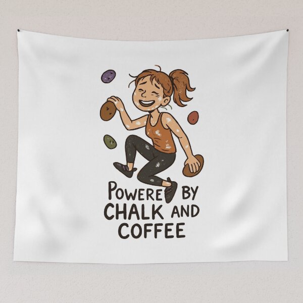 Item preview, Bouldering, chalk & coffee: Tired climber comic designed and sold by Pineapple-Tree.
