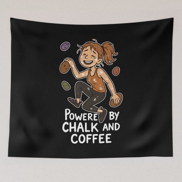Item preview, Bouldering, chalk & coffee: Tired climber comic designed and sold by Pineapple-Tree.