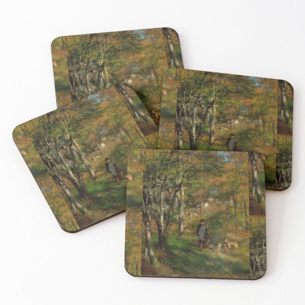 Item preview, Jules Le Coeur and His Dogs in the Forest of Fontainebleau by Pierre-Auguste Renoir: Rustic Impressionist Wall Art Post… designed and sold by artofuniverse.