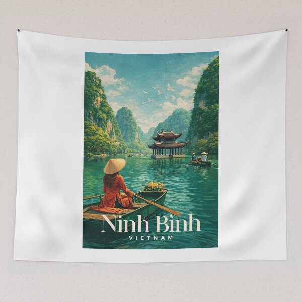 Item preview, Ninh Binh Vietnam Trang An River Temple Karst Landscape designed and sold by Aryabek.