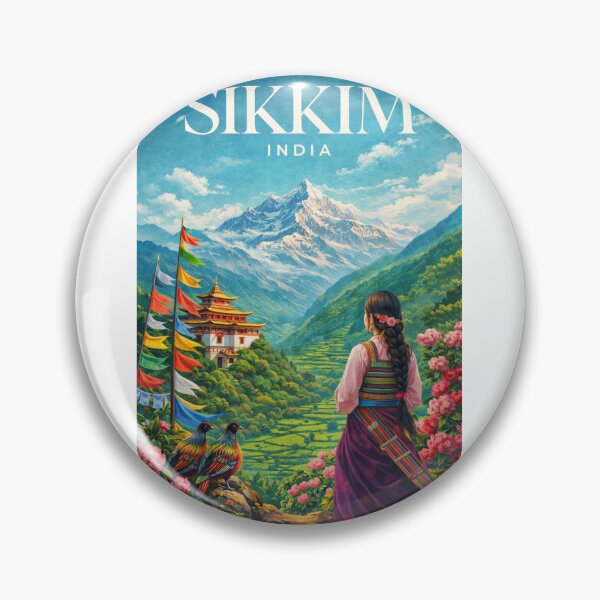 Item preview, Sikkim India Kanchenjunga Monastery Prayer Flags Himalayas designed and sold by Aryabek.
