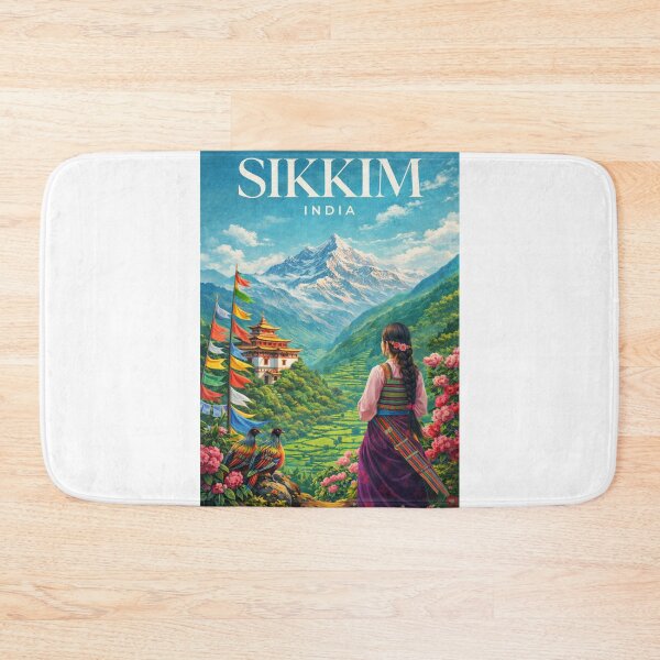 Item preview, Sikkim India Kanchenjunga Monastery Prayer Flags Himalayas designed and sold by Aryabek.