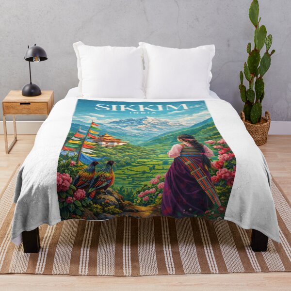 Item preview, Sikkim India Kanchenjunga Monastery Prayer Flags Himalayas designed and sold by Aryabek.