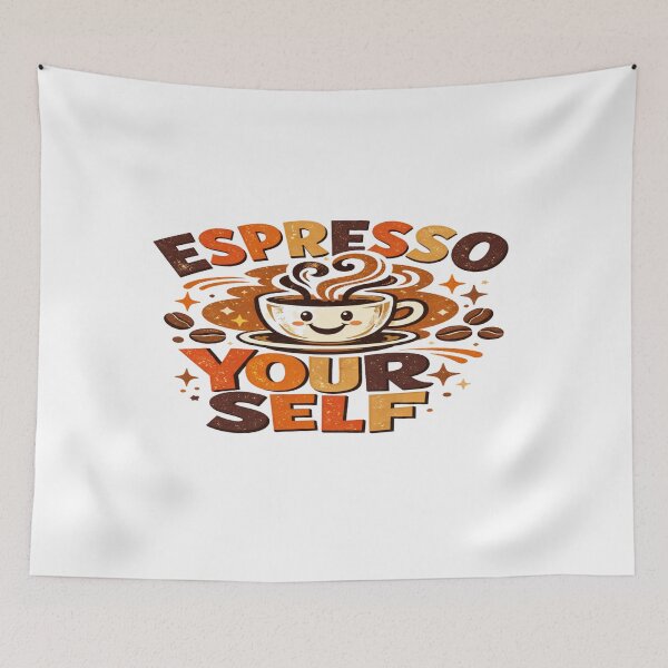 Item preview, Coffee Lover “Espresso Yourself” Cute Smiling Cup Pun Design for Baristas & Caffeine Addicts designed and sold by Bright Nest Studio.