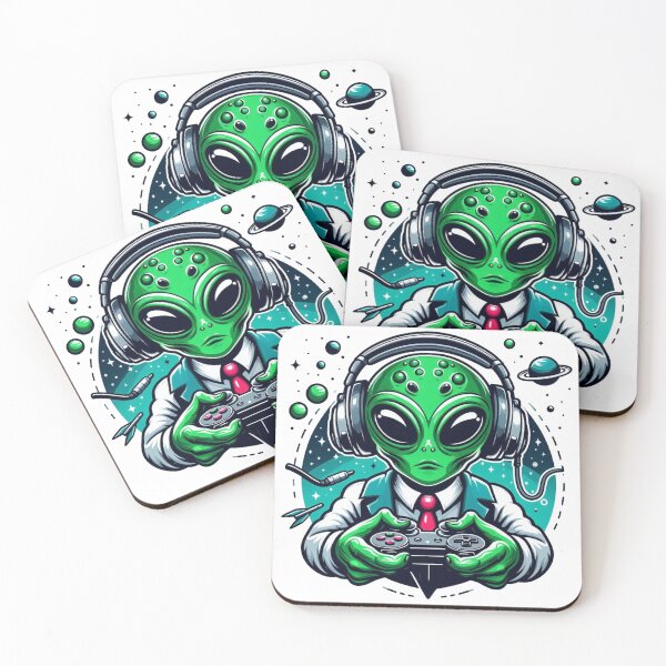 Item preview, Intergalactic Pro Gamer - Alien in Suit with Controller designed and sold by Cindralith.