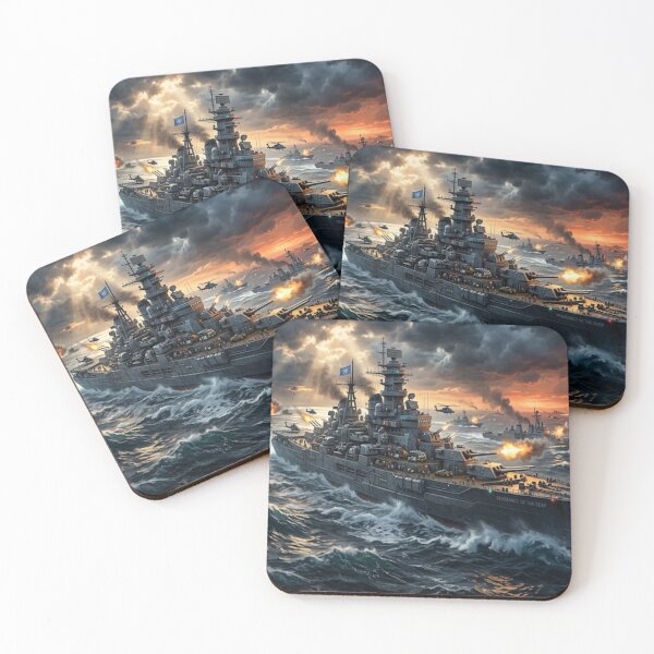 Item preview, Massive Battleship Engaged in Fierce Naval Warfare designed and sold by GouravArts.