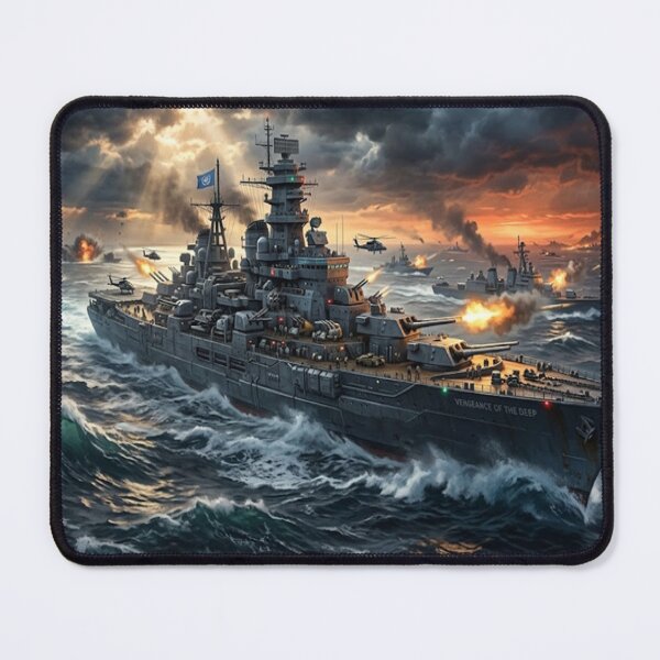 Item preview, Massive Battleship Engaged in Fierce Naval Warfare designed and sold by GouravArts.