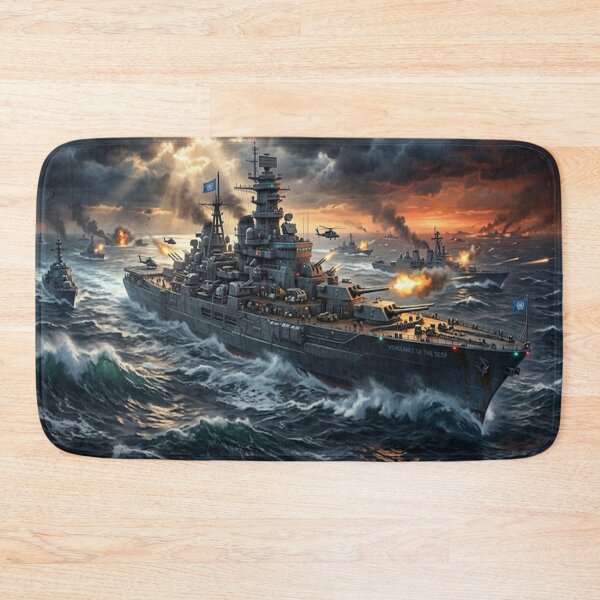 Item preview, Massive Battleship Engaged in Fierce Naval Warfare designed and sold by GouravArts.