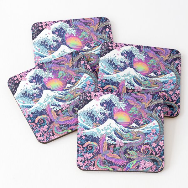 Item preview, Great Wave Off Kanagawa Psychedelic Dragon & Phoenix Aesthetic designed and sold by Siriusvibes.