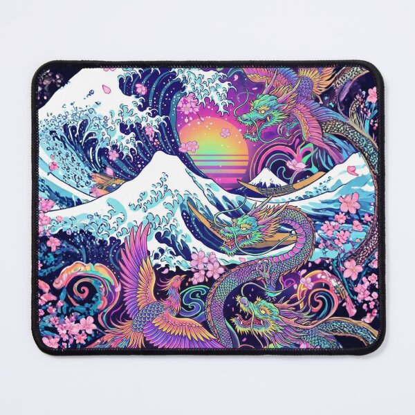 Item preview, Great Wave Off Kanagawa Psychedelic Dragon & Phoenix Aesthetic designed and sold by Siriusvibes.
