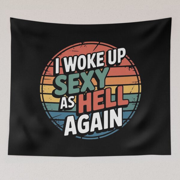 Item preview, I Woke Up Sexy As Hell Again Retro Sunset Vintage Typography designed and sold by PROPera-design.
