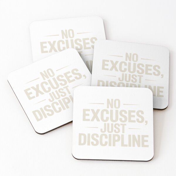 Item preview, No Excuses Just Discipline Gym Motivation Quote Bold Minimalist Design designed and sold by guchieworldcollection.
