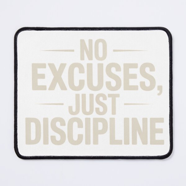 Item preview, No Excuses Just Discipline Gym Motivation Quote Bold Minimalist Design designed and sold by guchieworldcollection.