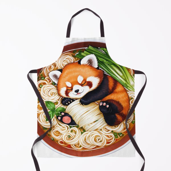 Item preview, Kawaii Red Panda Sleeping in Pho Noodle Soup designed and sold by AuraPremiumArt.