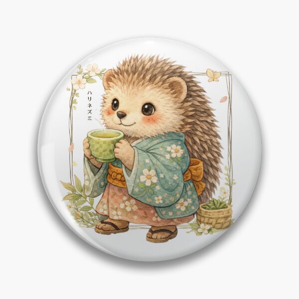 Item preview, Hedgehog Matcha Tea Japanese Kimono Kawaii Art designed and sold by Nami Print.