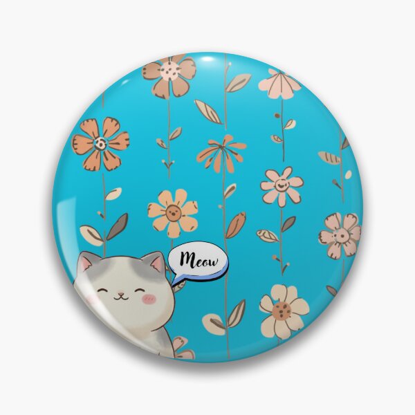 Item preview, Chubby Cat with Aquablue Floral Background designed and sold by LittleKnight.