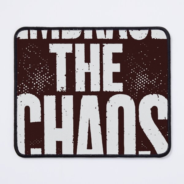 Item preview, Bold distressed typography reads ‘Embrace the Chaos’ in high-contrast black and white. A gritty grunge poster design with halftone dots and rough texture designed and sold by Dejbar.