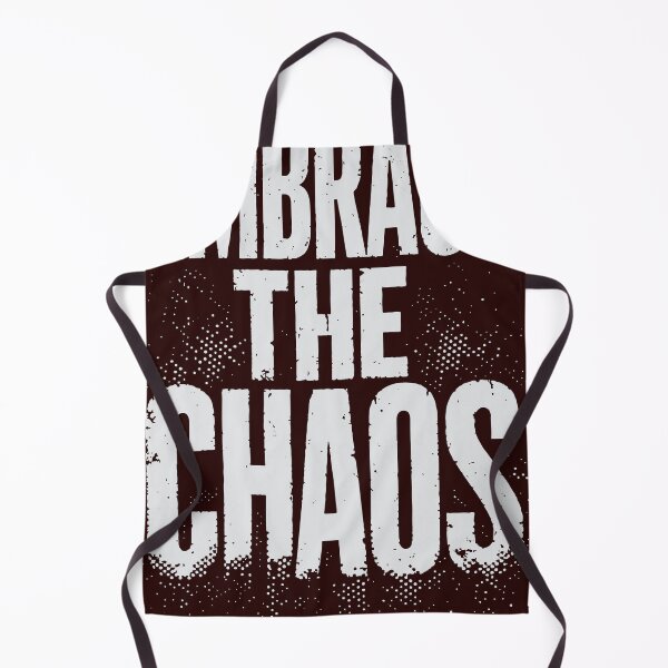 Item preview, Bold distressed typography reads ‘Embrace the Chaos’ in high-contrast black and white. A gritty grunge poster design with halftone dots and rough texture designed and sold by Dejbar.