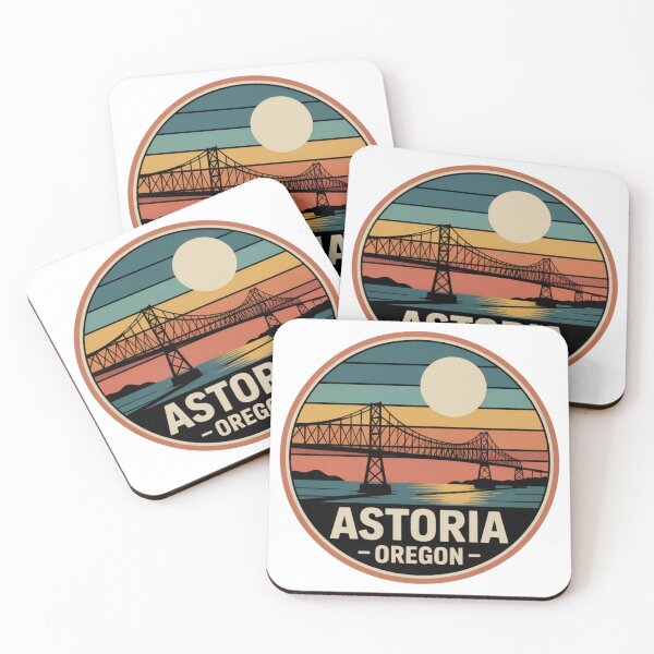 Item preview, Astoria Oregon: Retro Sunset Bridge Badge designed and sold by CircinusStore.