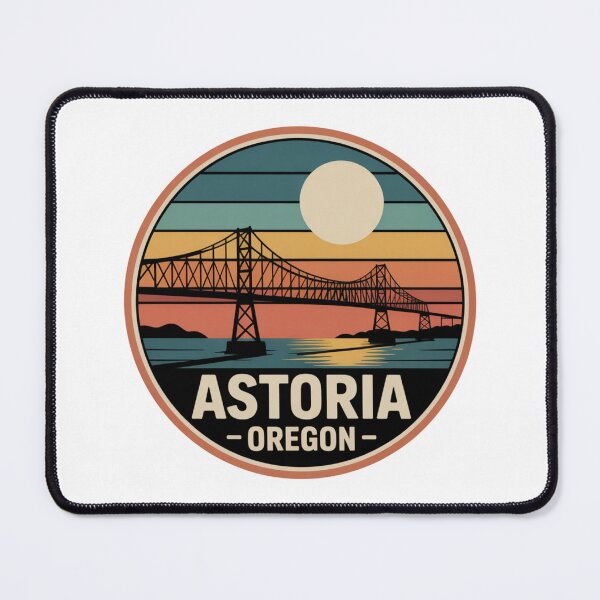 Item preview, Astoria Oregon: Retro Sunset Bridge Badge designed and sold by CircinusStore.