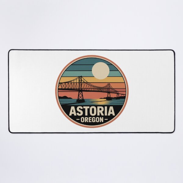 Item preview, Astoria Oregon: Retro Sunset Bridge Badge designed and sold by CircinusStore.