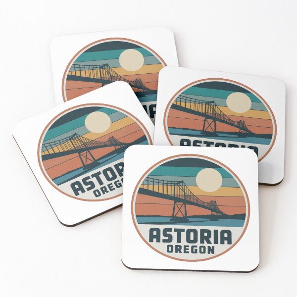 Item preview, Astoria Oregon: Striped Sunset Bridge Badge designed and sold by CircinusStore.