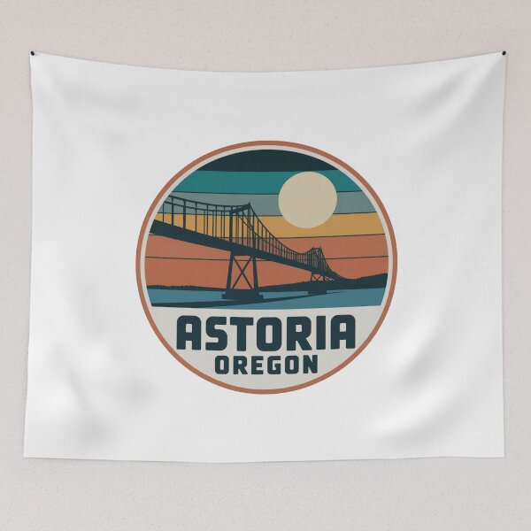 Item preview, Astoria Oregon: Striped Sunset Bridge Badge designed and sold by CircinusStore.