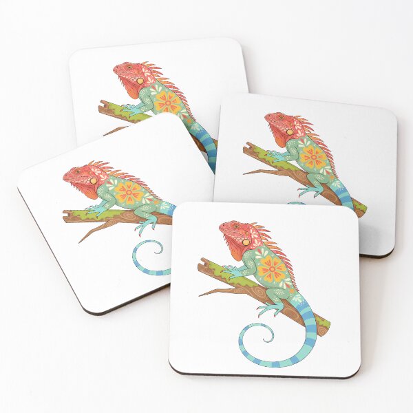 Item preview, Graceful Floral Folk Art Fiji Crested Iguana – Hope for Wildlife Scandinavian Folk Art by heidiannemorris © designed and sold by FOLK ART FUSION by heidiannemorris.