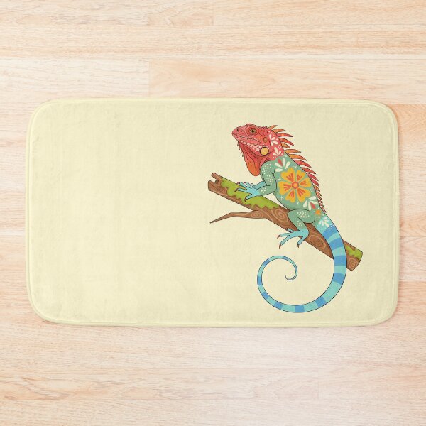 Item preview, Graceful Floral Folk Art Fiji Crested Iguana – Hope for Wildlife Scandinavian Folk Art by heidiannemorris © designed and sold by FOLK ART FUSION by heidiannemorris.