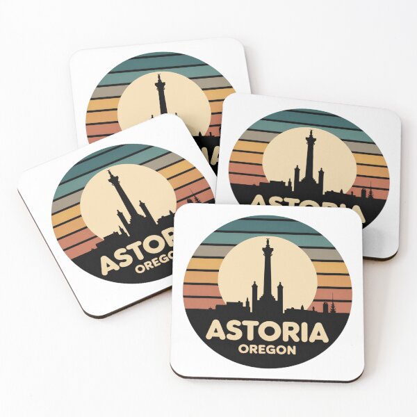 Item preview, Astoria Oregon: Retro Striped Sunset Column Badge designed and sold by CircinusStore.