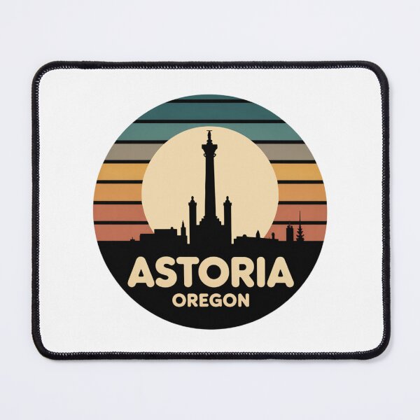 Item preview, Astoria Oregon: Retro Striped Sunset Column Badge designed and sold by CircinusStore.