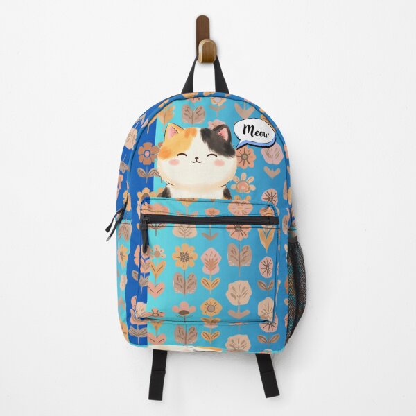 Item preview, Calico Cat with Blue Gradient Floral Pattern designed and sold by LittleKnight.