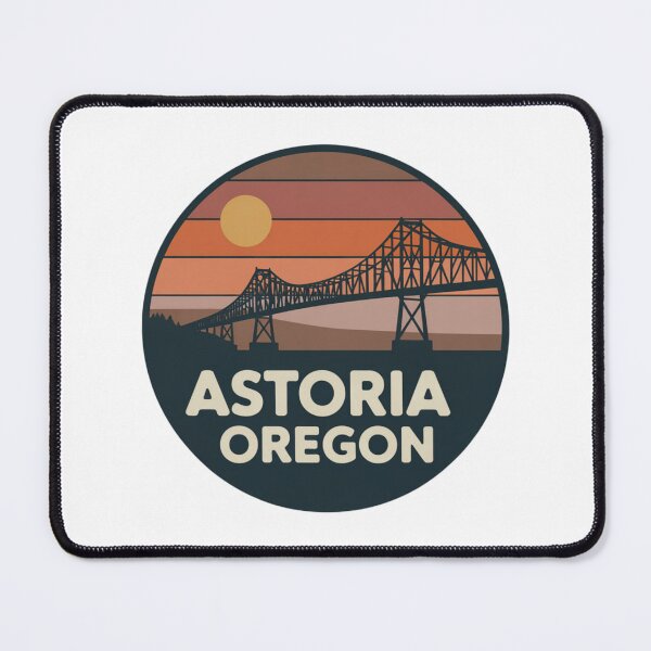 Item preview, Astoria Oregon: Retro Warm Sunset Bridge Badge designed and sold by CircinusStore.