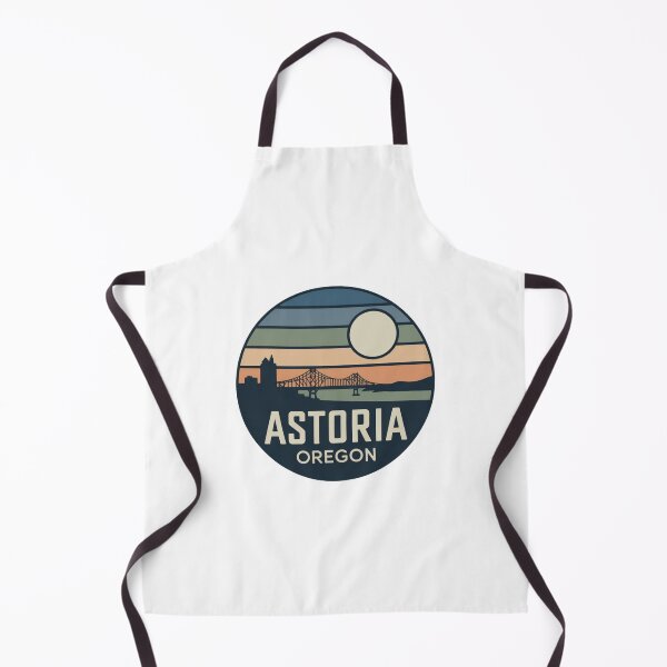 Item preview, Astoria Oregon: Retro Striped Sunset Bridge & Skyline Badge designed and sold by CircinusStore.