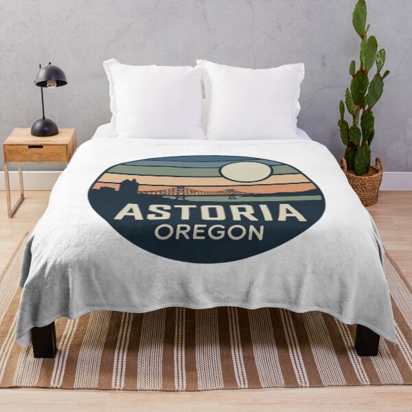 Item preview, Astoria Oregon: Retro Striped Sunset Bridge & Skyline Badge designed and sold by CircinusStore.