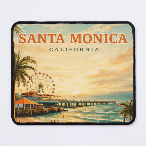 Item preview, Santa Monica Beach Vintage Travel Poster | California Coastal Wall Art | Retro Summer Sunset Pier Print designed and sold by sriok.