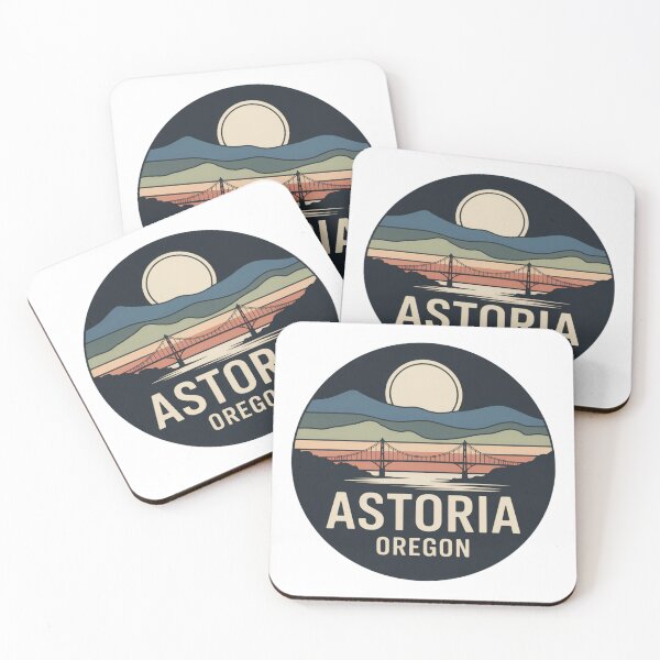 Item preview, Astoria Oregon: Retro Earthy Sunset Bridge Badge designed and sold by CircinusStore.