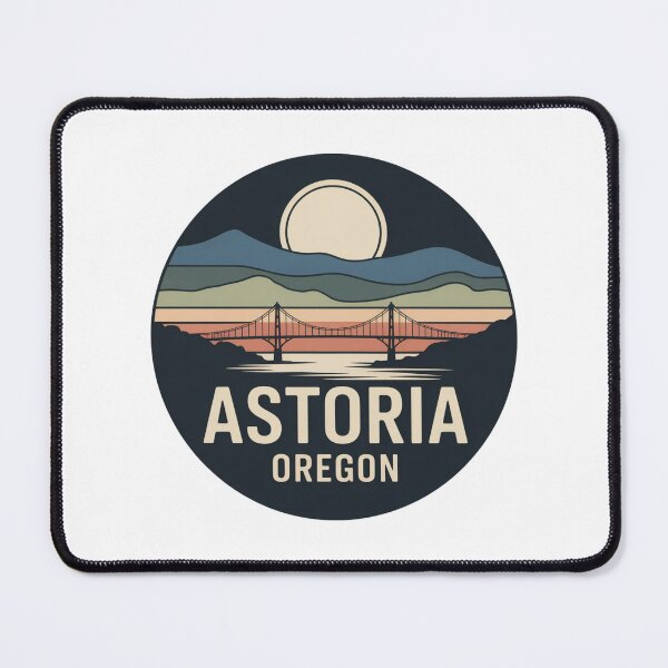 Item preview, Astoria Oregon: Retro Earthy Sunset Bridge Badge designed and sold by CircinusStore.