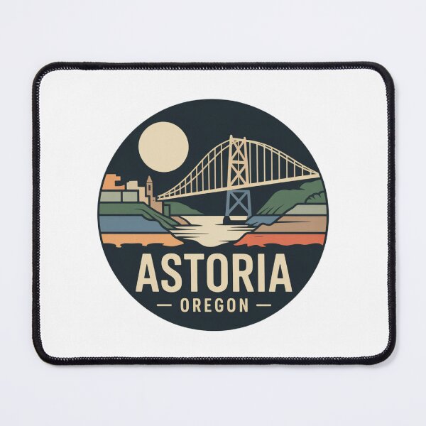 Item preview, Astoria Oregon: Retro Bridge & Skyline Badge designed and sold by CircinusStore.