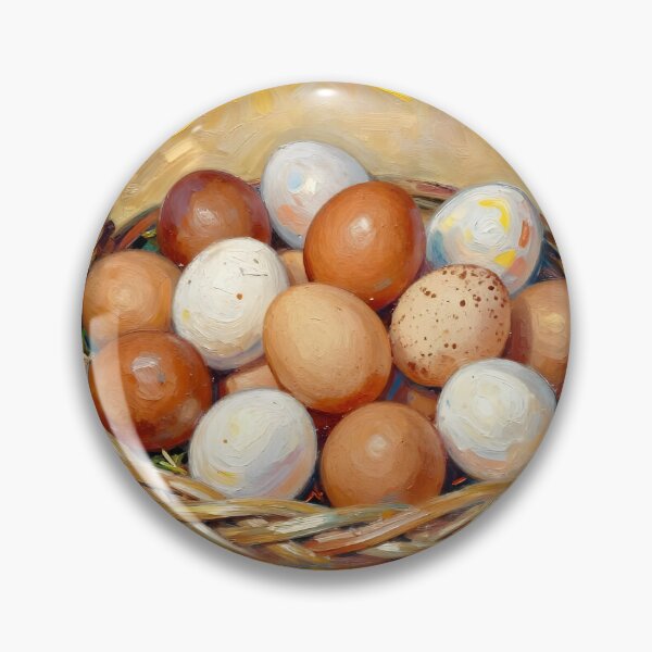 Item preview,  Fresh Laid Eggs in a Basket — Folk Art Kitchen Print designed and sold by Kelvin Hughes Design.