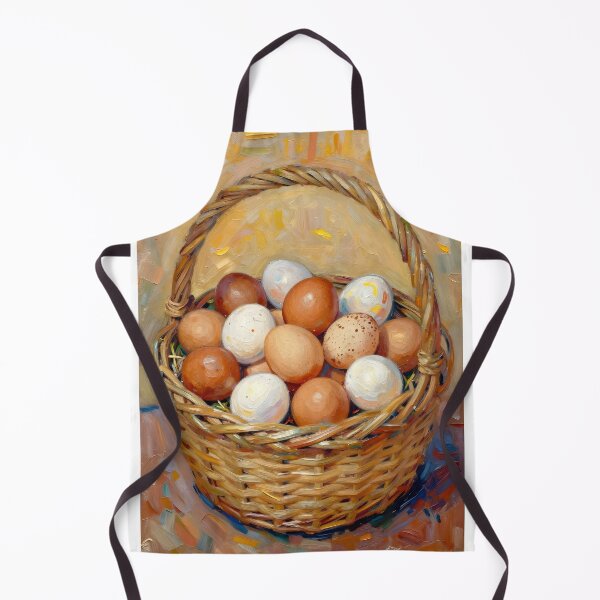 Item preview, Fresh Laid Eggs in a Basket — Folk Art Kitchen Print designed and sold by Kelvin Hughes Design.