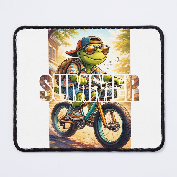 Item preview, Cool Turtle Riding Bicycle – Summer Vibes Cartoon Illustration | Chill Animal Graphic Design designed and sold by rekan.design.
