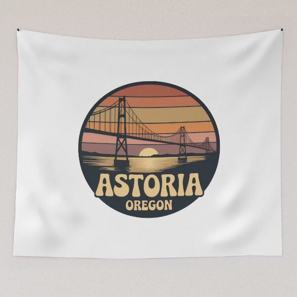 Item preview, Astoria Oregon: Retro Sunset Bridge Illustration designed and sold by CircinusStore.