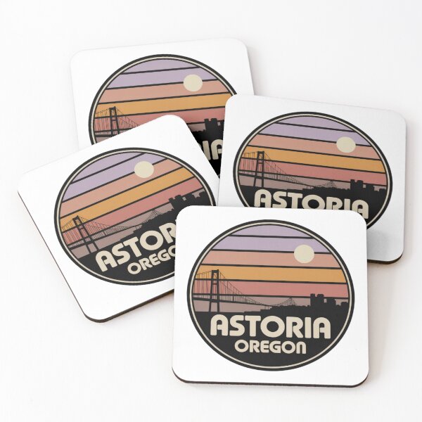 Item preview, Astoria Oregon: Retro Purple Sunset Bridge Badge designed and sold by CircinusStore.