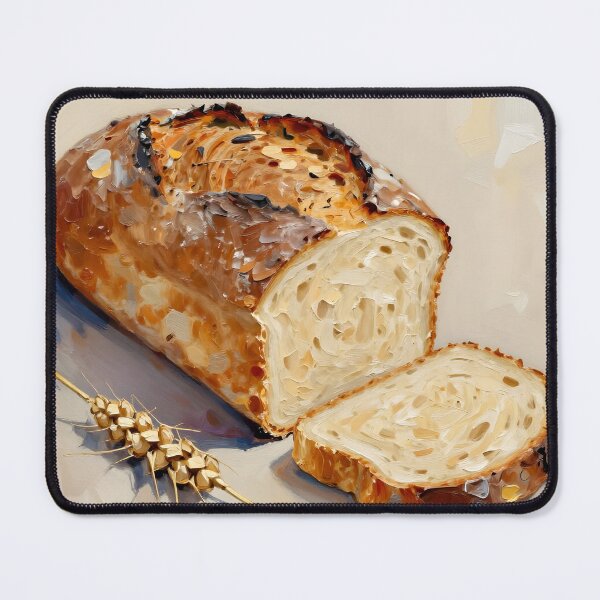 Item preview, Sourdough Loaf and Wheat — Folk Art Baking Print designed and sold by Kelvin Hughes Design.