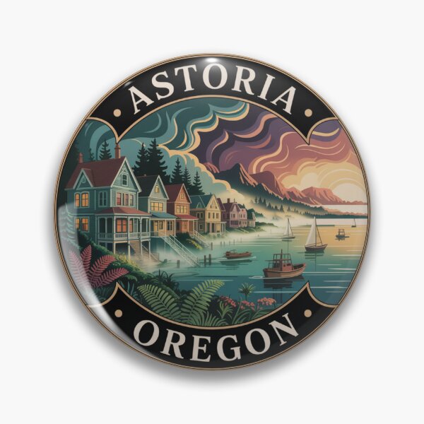 Item preview, Astoria Oregon: Waterfront Victorian Houses Badge designed and sold by CircinusStore.