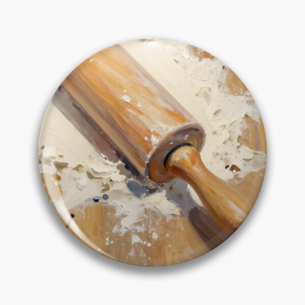 Item preview, Rolling Pin with Flour and Fruit — Folk Art Baking Print designed and sold by Kelvin Hughes Design.